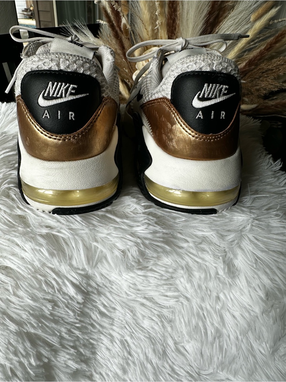 Nike Air Sneakers in White with Gold & Black Details